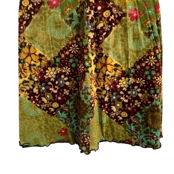 Vintage 90s Y2K Byer Too Babydoll Slip Dress Green FLoral L Boho Milkmaid Fairy - Picture 10 of 16